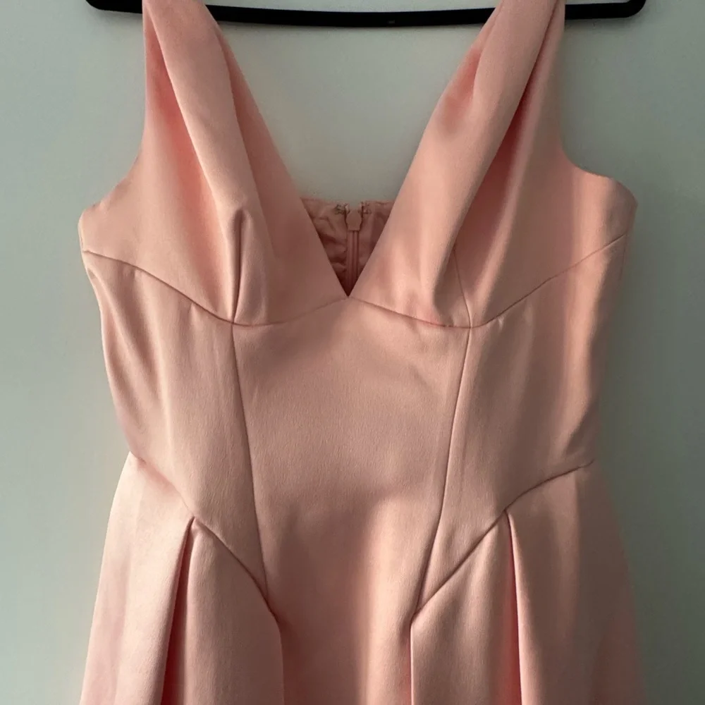 House of CB Peach Satin Pleated Midi Dress. - Picture 2 of 12